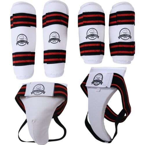Arm/ Shin/ Crotch Guard For Taekwondo Karate Kickboxing Free Combat MMA Sanda Muay Thai Training Protector Accessories Set