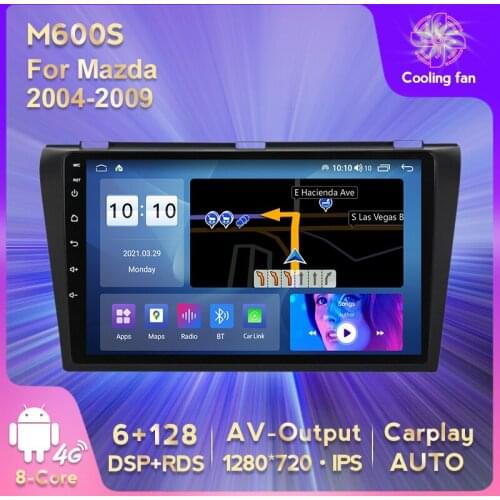 IPS HD 1280*720 Android 11 Car GPS Navigation DVD Multimedia Player for Mazda 2004 - 2009 4G Wifi BT Stereo Player Carplay AUTO