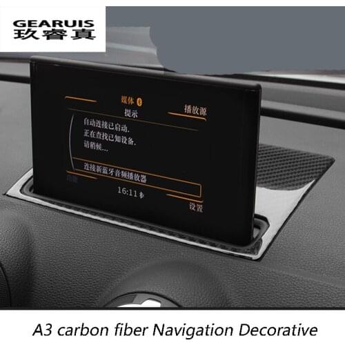 Car Styling carbon fiber Stickers Navigation Decorative Frame Strip Cover Trim For AUDI A3 8V Auto Interior Accessories