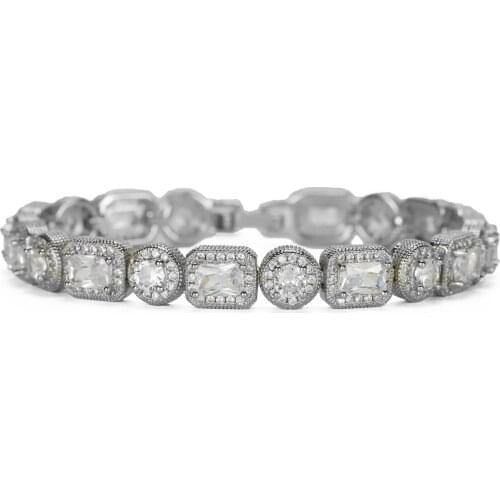 Luxury Square round combination 5A CZ Link Bracelet iced out Hip Hop Fashion Punk bracelets & bangles for men Jewelry