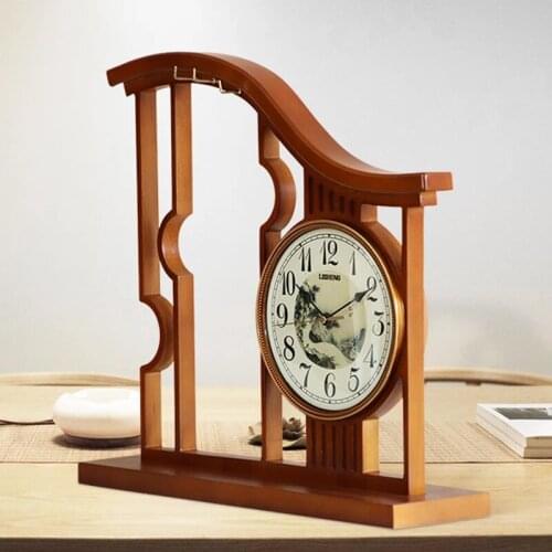 Chinese Seat Clock Large Living Room Household Solid Wood Simple Modern Atmospheric Clock Chinese Wind Decorative Silent Clock