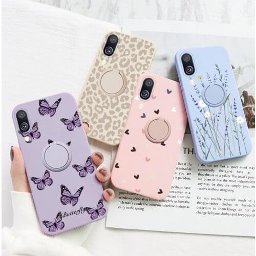 For Samsung Galaxy A40 A 40 Case Butterfly Magnetic Ring Holder Back Cover For Samsung A40 GalaxyA40 Flowers TPU Bumper Shell