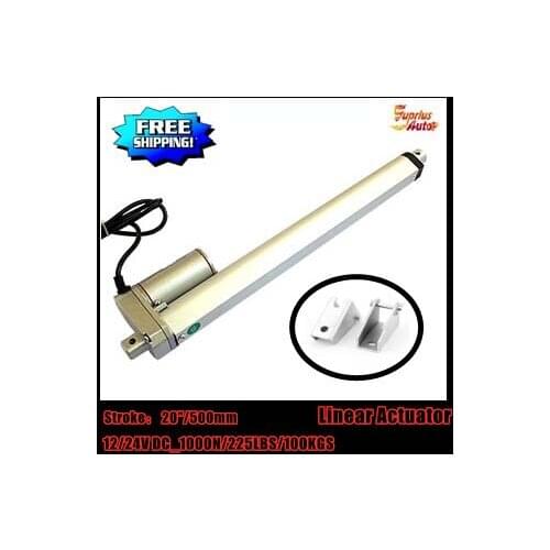 By express : 20inch/ 500mm stroke 12v/24v DC linear actuator with mounting bracket, 1000N/100KGS load electric linear actuator