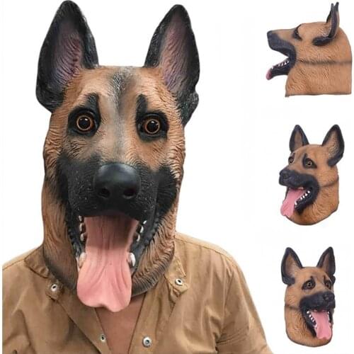 Halloween Dog Latex Animal Head Toy Cosplay Fancy Dress Party Props Horror Mask Dog head full package headgear DIY Decorations