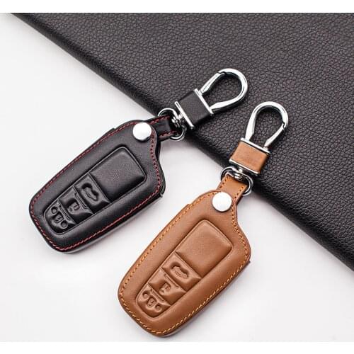 Hot Sale 3 Buttons Leather Car Key Case Cover For Toyota Camry Prado 2017 2018 CHR Prius Corolla RAV 4 Keychain Protective Shell