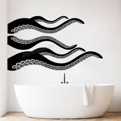 Kraken Octopus Wall Decal Nautical Vinyl Stickers Tentacles Sea Ocean Wall Decals Octopus Tentacle Bathroom Decoration C548