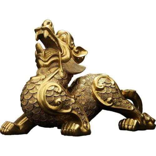Copper Pixiu Decoration Lucky Pure Male And Female Piqiu Living Room Home Decor Furnishing Crafts Gathering Feng shui Figurines