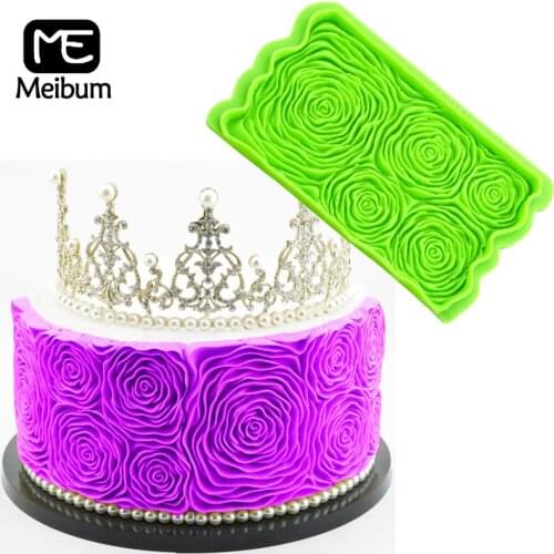 Meibum Rose Flower Fondant Cake Mold Wedding Party Paste Sugar Craft Pastry Petal Border Decorating Mould Chocolate Candy Pan