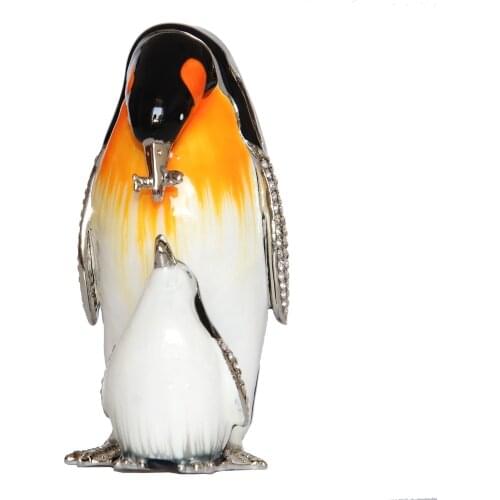 Penguin metal jewelry box luxury box bejeweled animal trinket box metal tabletop crafts Christmas/New Year/birthday gift for her