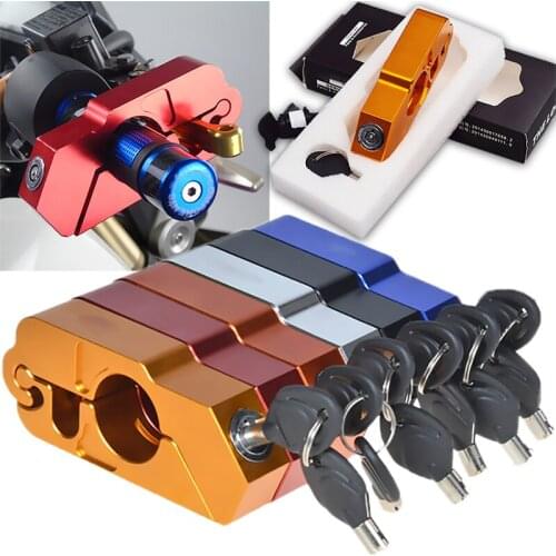 Motorcycle Grip Lock CNC Security Safety Handlebar Locks Handset Brake Lever Disc Locking Fit Scooter ATV Dirt Street Bikes Auto