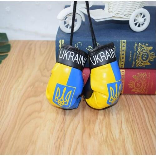 New Boxing Glove Keychains Simulation National flag PVC leather Sports Car Key Ring Bag pendant key Holder Best Gift jewelry