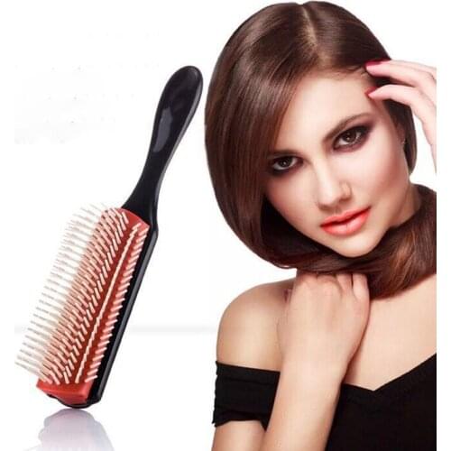 Ashowner Hair Comb 9-Row Detangling Hair Brush Rat Tail Comb Styling Hairbrush Straight Curly Wet Hair Scalp Massage Brush Women