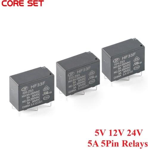 2Pcs Relay Module Board HF33F 024-ZS3 012-ZS3 005-ZS3 5A 5V 12V 24VDC 5Pin Relays Brand New