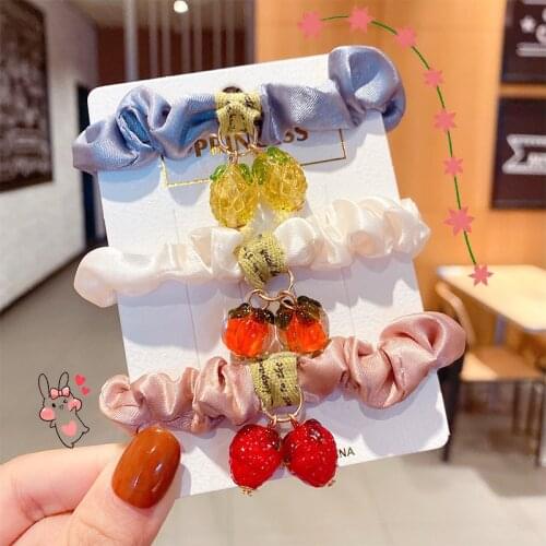 Ruoshui Woman Lovely Fruit Scrunchie Fashion Elastic Hairband Girls Rubber Band Hair Accessories Headwear Ponytail Holders