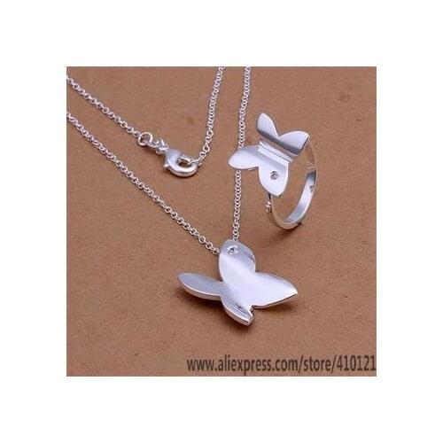 S348 Lucky Charm Silver Color Jewelry Sets For Women Jewelry Lady Accessories Fashion Set Necklace Ring /dhwalzda Hweaqnla