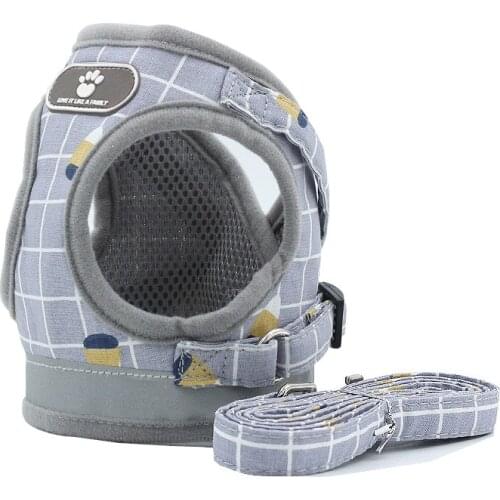 Small And Medium Dog Harness Reflective Plaid Breathable Polyester-Cotton Mesh Chest Strap For Dogs Puppy Collars Rope XS/S/L/XL