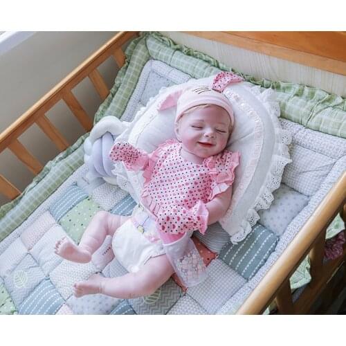 55CM full body silicone reborn sleeping April lifelike soft real touch detailed hand-painting collectible art doll high quality