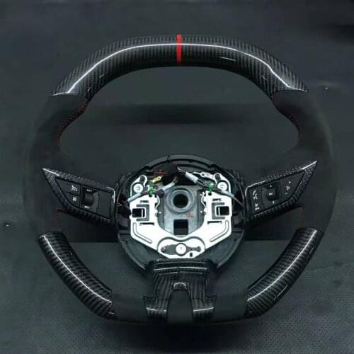 Supercar Cuatomized Real Carbon Fiber Sports Steering Wheel Alcantara Leather compatible for Chevrolet Camaro 2014-2019