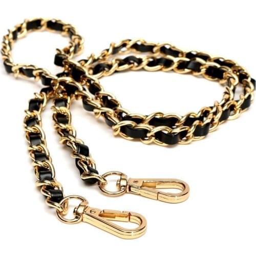 AUAU-Chain Purse Cross-body Handbag Shoulder Bag Strap Replacement Accessories Light gold + black120cm