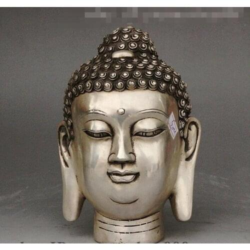 Tibetan Buddhism Sliver Shakyamuni Amitabha Buddha Sakyamuni Head Buddha Statue