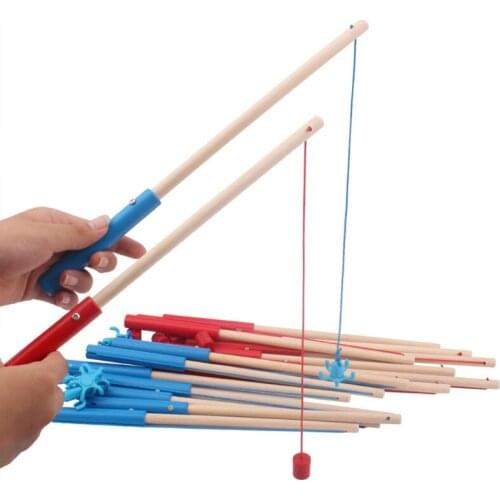 High Quality Wooden Magnetic Fishing Rod Toys For Kids Fishing Game Accessories