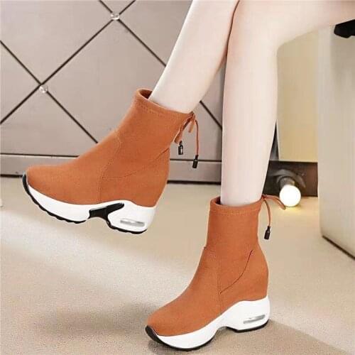YSHUNIJ High rise Martin boots womens fall / winter 2020 new Korean short tube snow boots muffin elastic sock boots