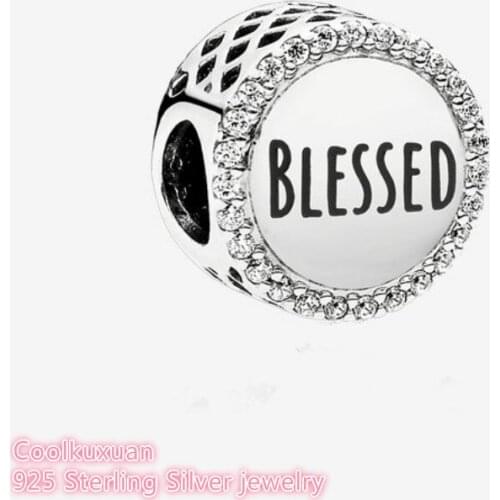 100% Original 925 Sterling Silver Blessed Charm, Clear CZ beads Fits Pandora bracelets Jewelry Making
