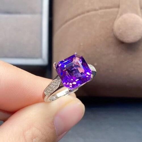 100% Natural and Real Amethyst Ring, 925 Sterling Silver, Purple Gemstone Wedding Jewelry Women