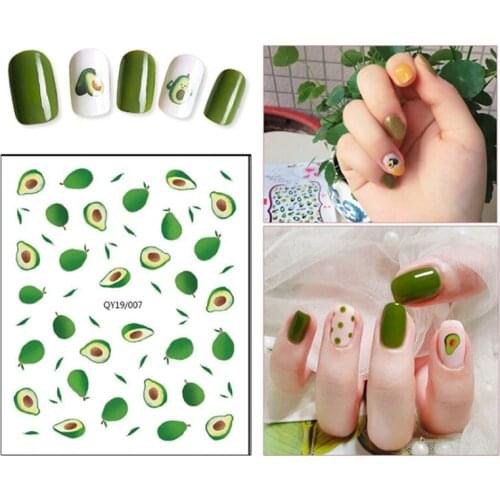 2pcs Fruits Florals Elegant Nails Art Manicure Back Glue Decal Decorations Design Nail Sticker For Nails Tips Beauty
