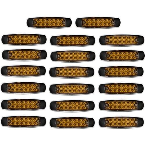 20 Pack Amber Side Marker Light Clearance 12 LED Truck Trailer For Peterbilt 12V