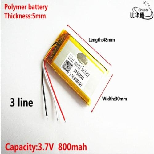 3 line Good Qulity 3.7V,800mAH,503048 Polymer lithium ion / Li-ion battery for TOY,POWER BANK,GPS,mp3,mp4