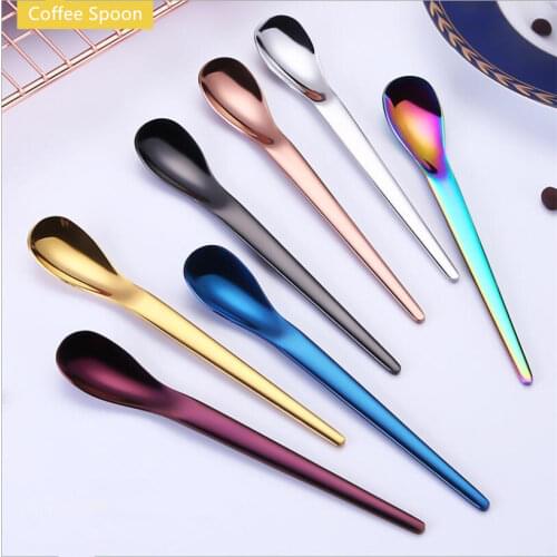 New 304 stainless steel stirring spoon titanium-plated coffee ice cream dessert spoon small spoons