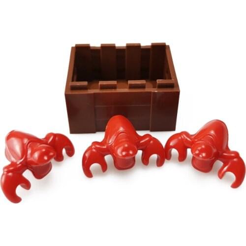 4pcs/lot Assemble City Food Accessories Crab Basket Set Kitchen Animal Toys For Children Compatible City Building Blocks