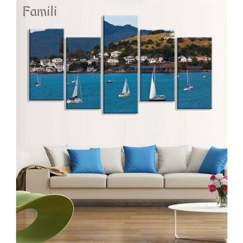 5Pieces/set Wall Art Painting New Zealand Blue Water Lake Mountain Pictures Prints On Canvas Landscape Decor,posters and prints