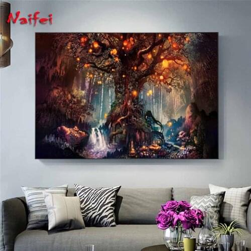 5d diy diamond painting Fantasy Nature Magic Tree Full square round drill diamond embroidery rhinestone sale home decor