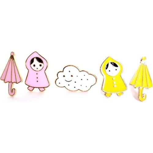 Free shipping10 pcs/lot fashion jewelry accessories metal cat gird cloud umbrella enamel pin