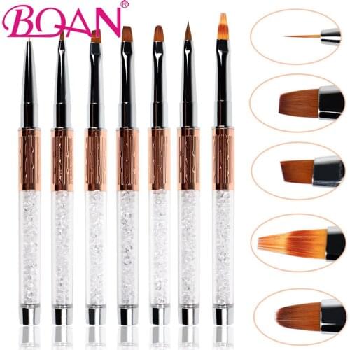 BQAN Rhinestone Acrylic Liquid Powder Carving Nail Art UV Gel Extension Builder French Flower Painting Liner Brush Drawing Pen