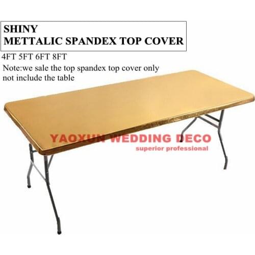 Gold Color Bronzing Mettalic Top Rectangle Spandex Table Cover Cloth Wedding Tablecloth Event Hotel Decoration