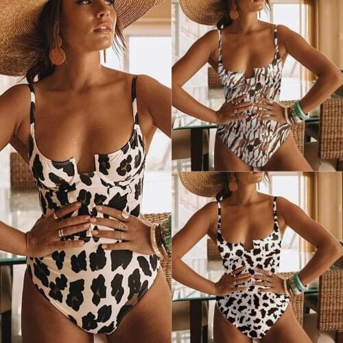 One Piece Swimsuit Women 2019 Summer Beachwear Printed Swimwear Bathing Suits Bodysuit Monokini