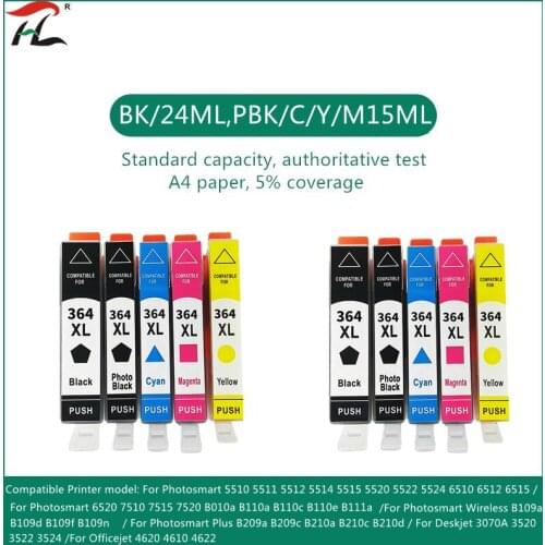 4 pcs printer ink cartridge for HP364XL HP 364 XL for HP Photosmart 5510 5515 6510 B010a B109a B209a Deskjet 3070A HP364