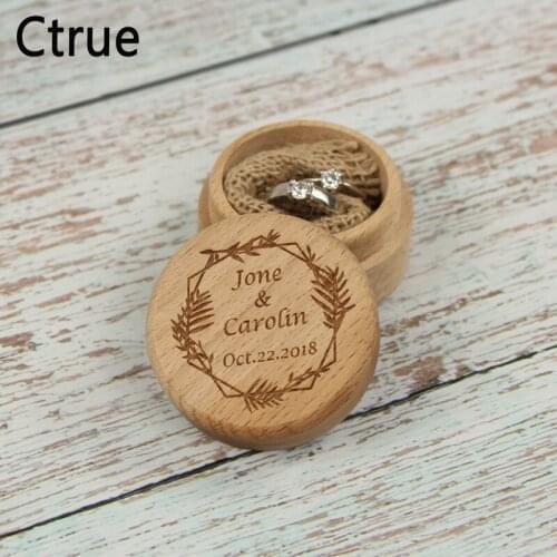 Personalized names & date Ring Box Custom Rustic wood Wedding Ring Bearer engraved wooden box for wedding rings