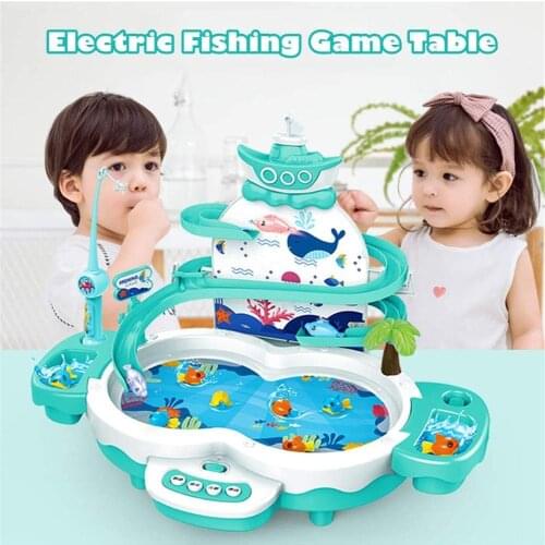 Childrens Electric Fishing Toys Kids Multifunctional Fishing Platform Music Lighting Maglev Track Fishing Toy Suit