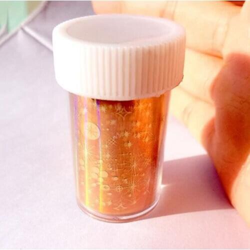 4*100cm 1 Roll Laser Gold Holographic Nail Foil Geometric Star Sky Manicure Nail Art Transfer Sticker Decoration