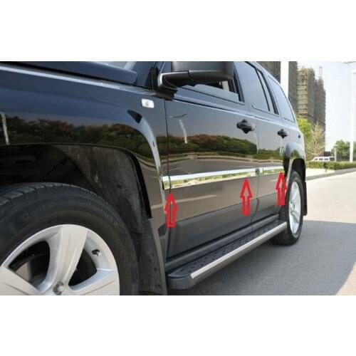Chrome Side door Body molding mouliding trims For Jeep Patriot 2007-2013