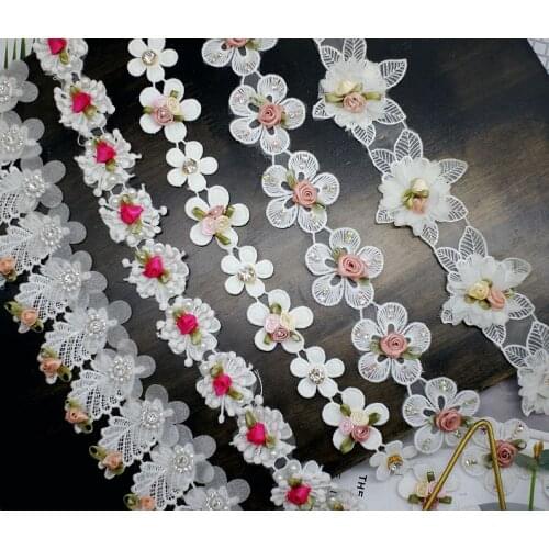 Exquisite rhinestones lace wide DIY handmade jewelry headscarf childrens clothing materials lace