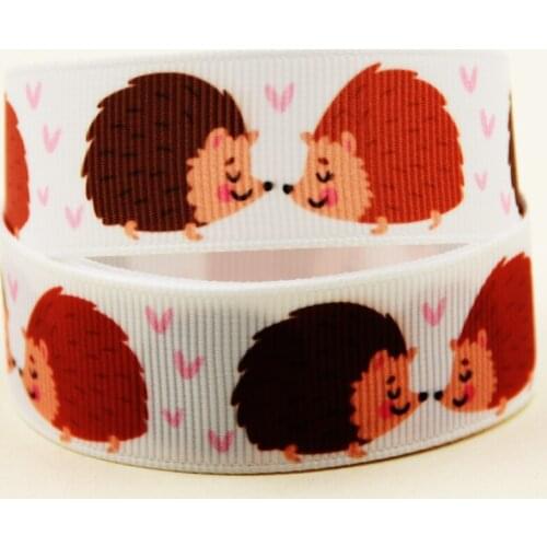 22mm 25mm 38mm 75mm Hedgehog cartoon printed Grosgrain Ribbon party decoration 10 Yards X-04400