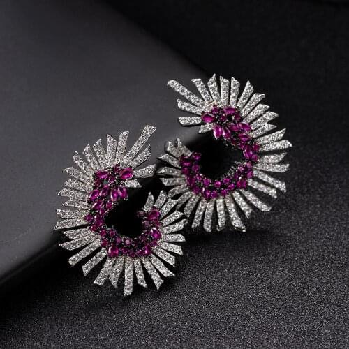 Creative trend Fashion Women Personality Flower set Super Flash Bride ear Jewelry Wholesale