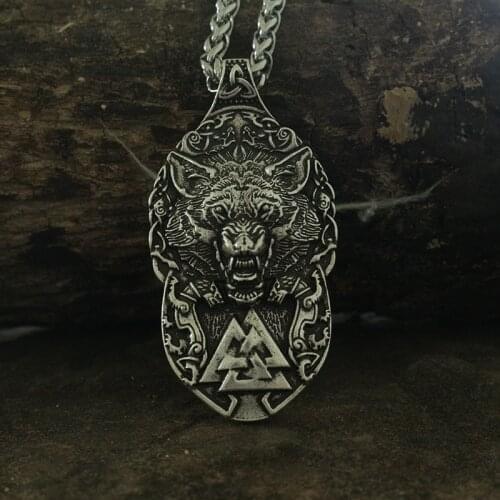 Lanseis 10pcs dropshipping viking wolf pendant Wolf Totem men necklace the wolf protect me