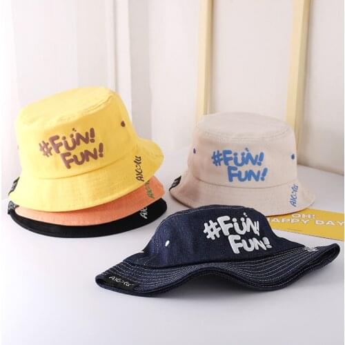 Cute Baby Hat Spring and Summer Letter Printing Cotton Children Hats Girls Boys Bucket Hats Sunshade Foldable Bob Hats