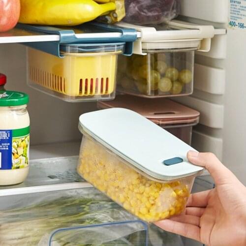 Multifunctional Plastic Transparent Drawer Kitchen Refrigerator Fresh Keeping Sealed Box Onion Ginger Garlic Drained Ood Storage